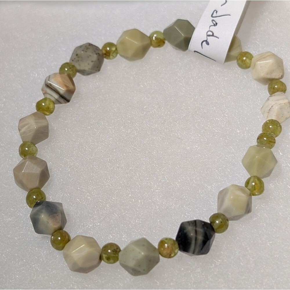 Handmade Lemon Jasper And Peridot Stretch Bracelet